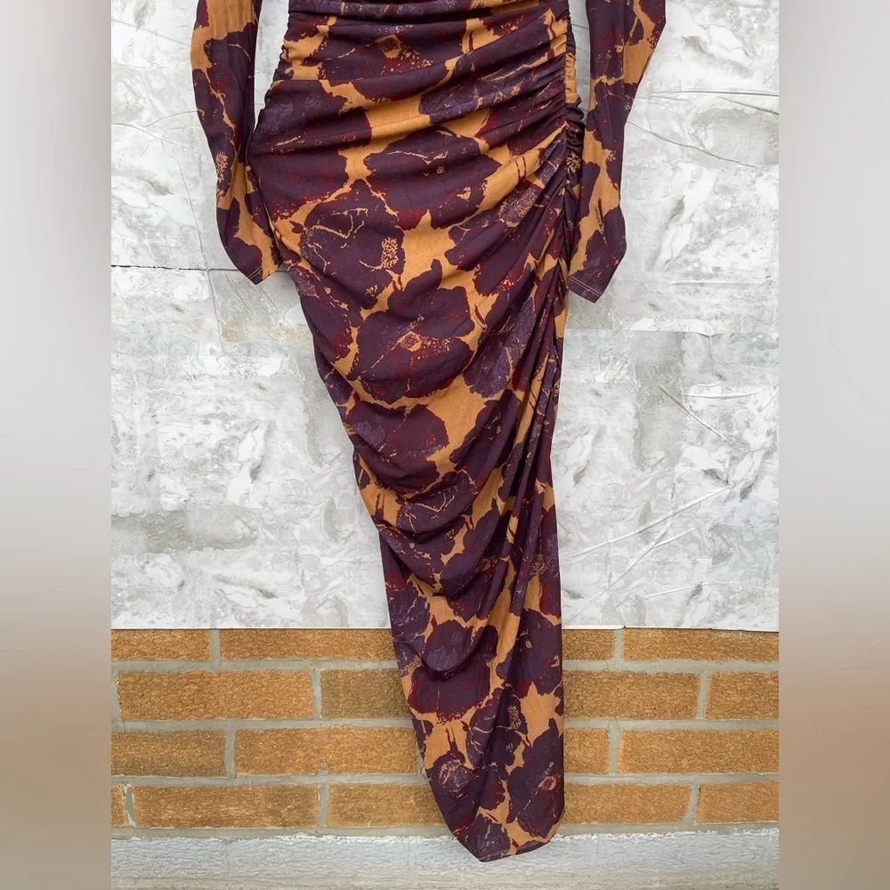 STAUD Solana Floral Maxi Dress Dried Pressed Flowers S Long Sleev Wedding Guest - Picture 11 of 16
